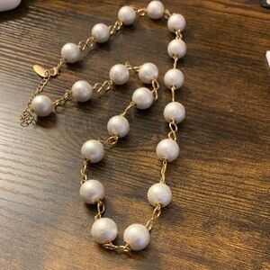 Plunder Pearl-Linked Gold Chain Necklace in Ivory and Gold